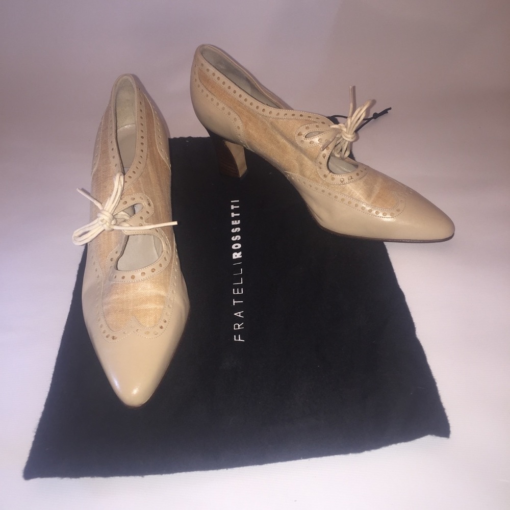 Fratelli Rossetti Cream Leather Low Heels Size 37.5